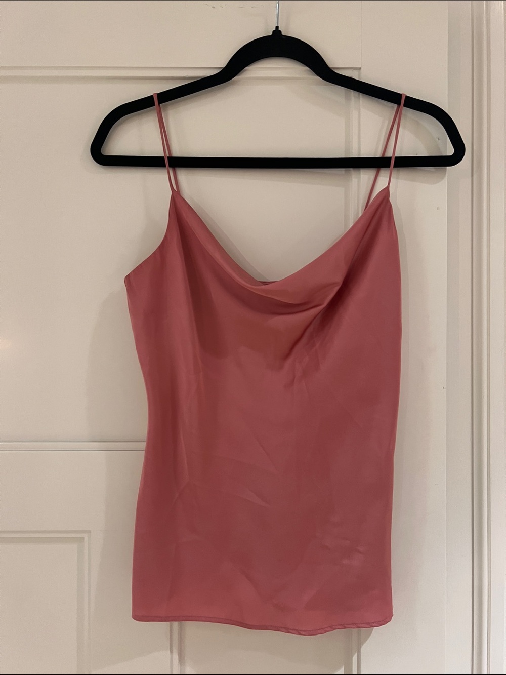 Zara Satin Cowl Neck Spaghetti Strap Tank - Dusty Rose